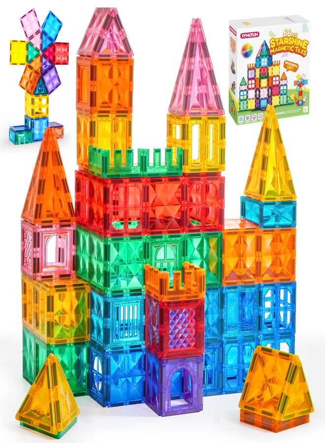 SYNCFUN 66PCS Magnetic Building Tiles, Toys for Toddler, 2D & 3D Magnet Tiles, Durable and Creative STEM Building Toys for Kids Aged 3-5 4-8, Educational Gift - Image 1